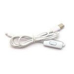 Белый USB-microUSB кабель с кнопкой включения