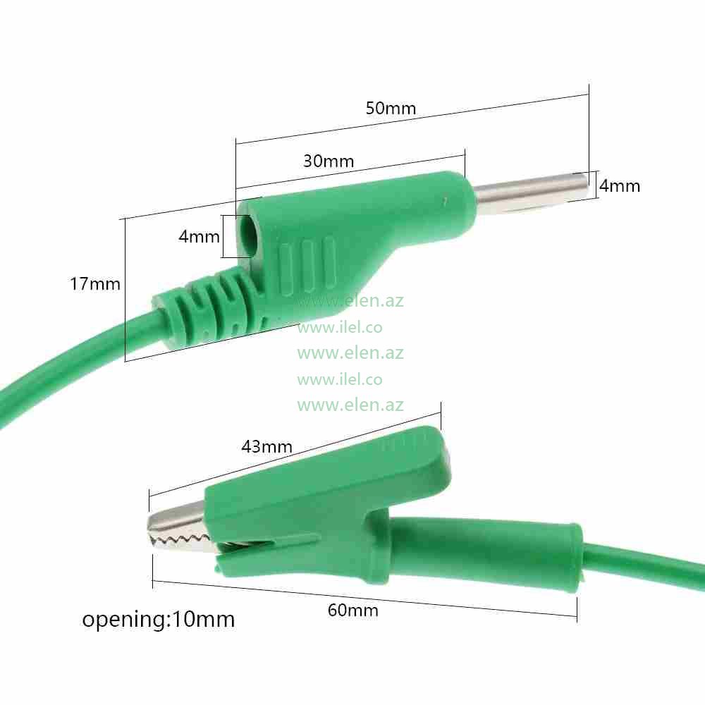 Double head banana plug turn alligator clamp 1500V 10A Test wire Dimensions