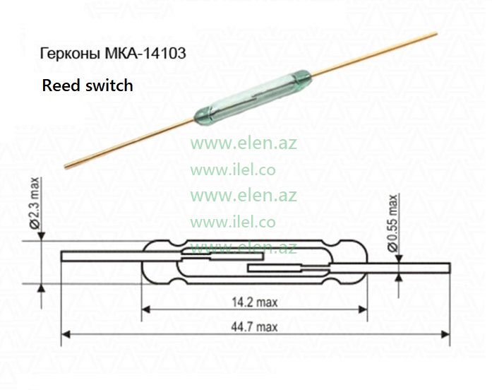 2x14mm Reed Tube MKA14103 Magnetic Control Switch