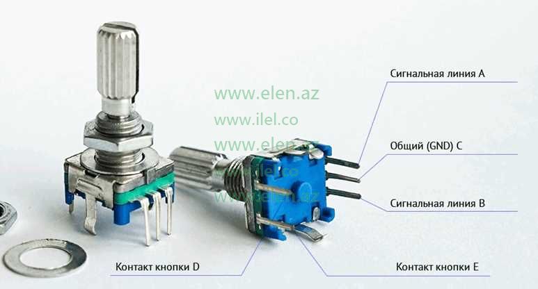 Инкрементный энкодер или датчик угла поворота EC11