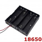 Power Bank 4 X 18650 Battery Li-ion 3.7V Clip battery holder Box Case Black With Wire Lead battery holders